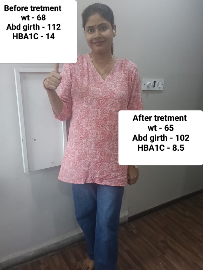 Patient diabetes improvement at Madhavbaug Rambaug