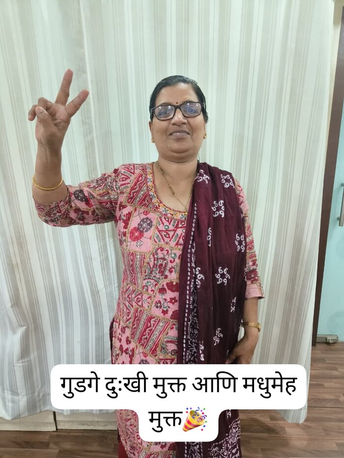 Patient knee pain and diabetes relief at Madhavbaug Rambaug