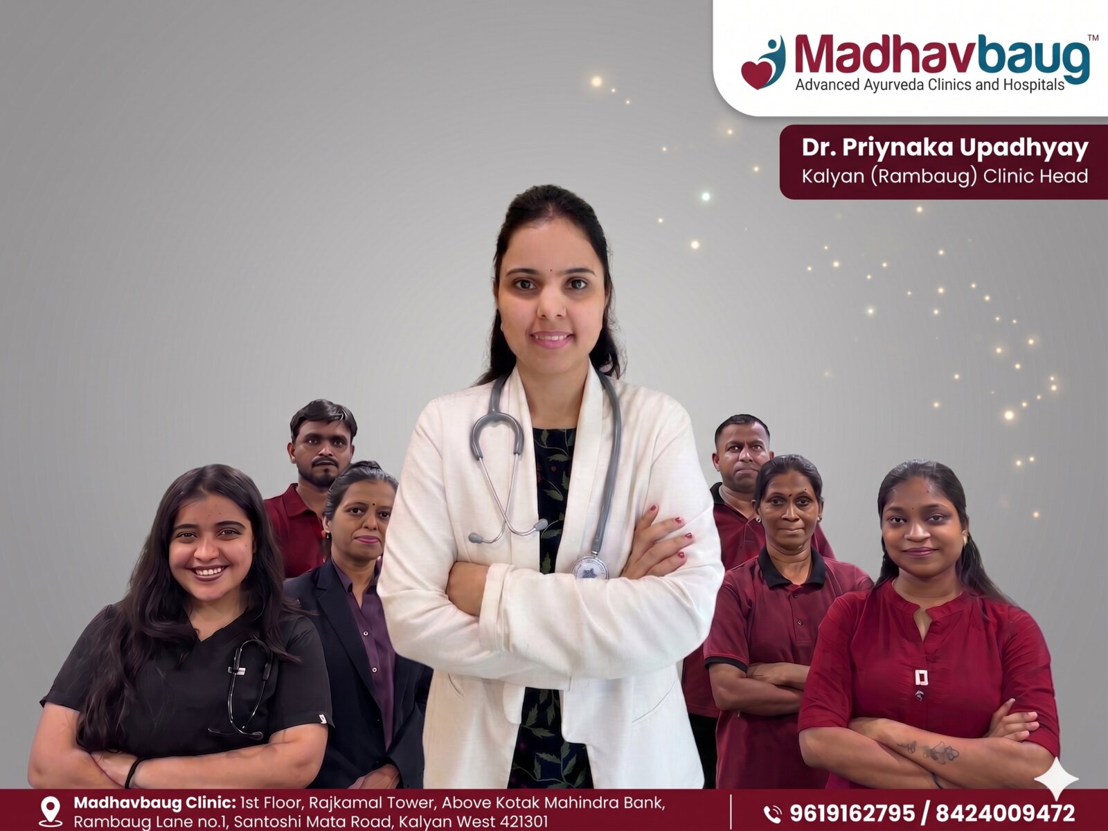 Dr. Priyanka Upadhyay with the Madhavbaug Rambaug care team